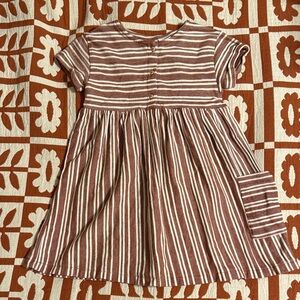 Zara Kids - Striped Brown and White Dress